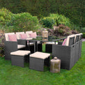 Cannes Grey 10 Seater Rattan Cube Dining Set