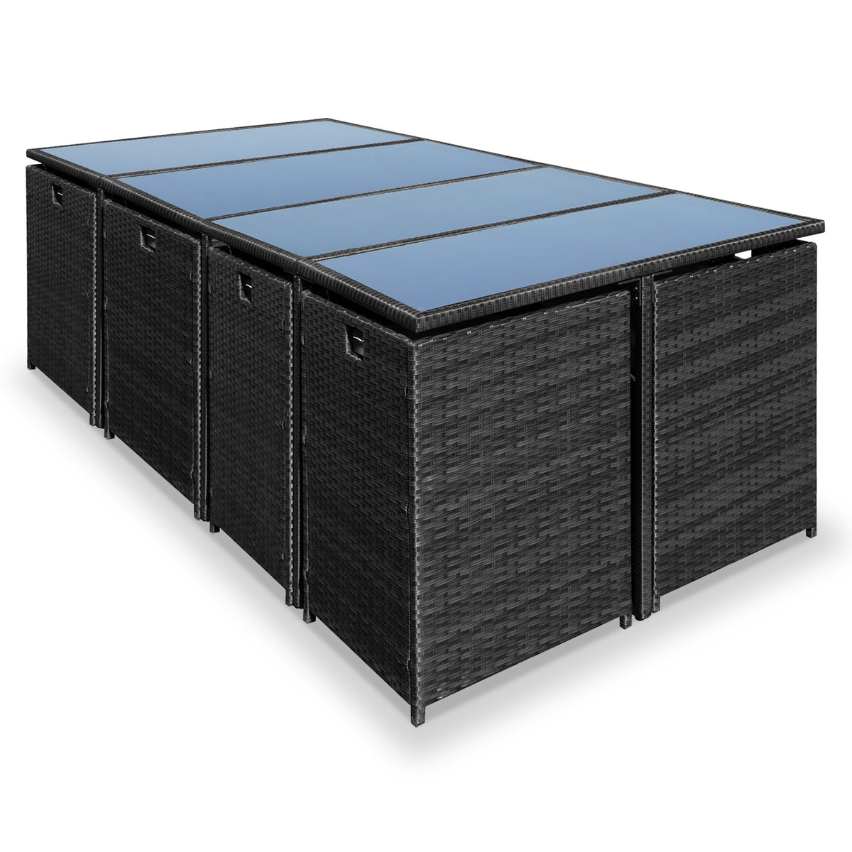 Cannes Black 12 Seater Rattan Cube Dining Set