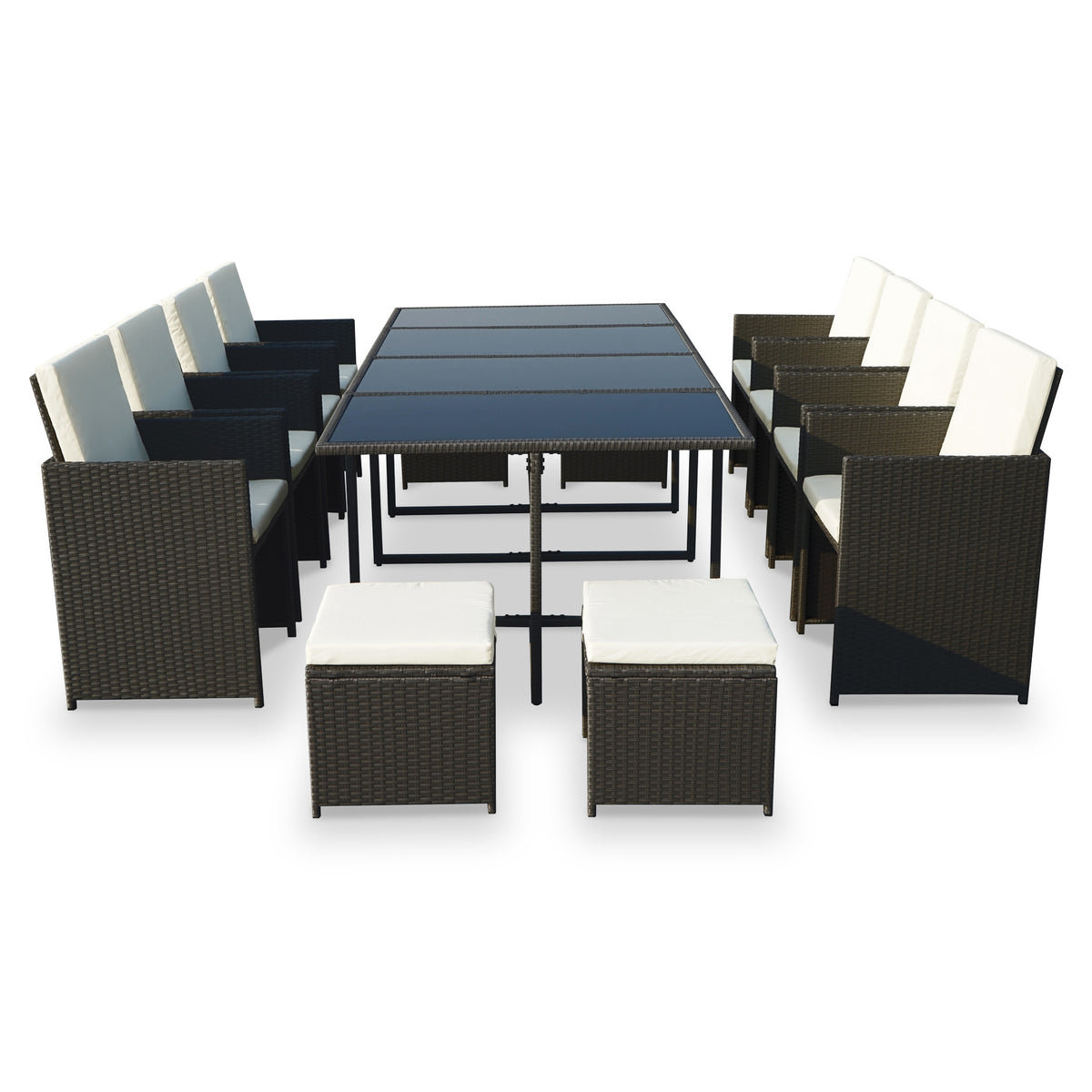 Cannes Black 12 Seater Rattan Cube Dining Set