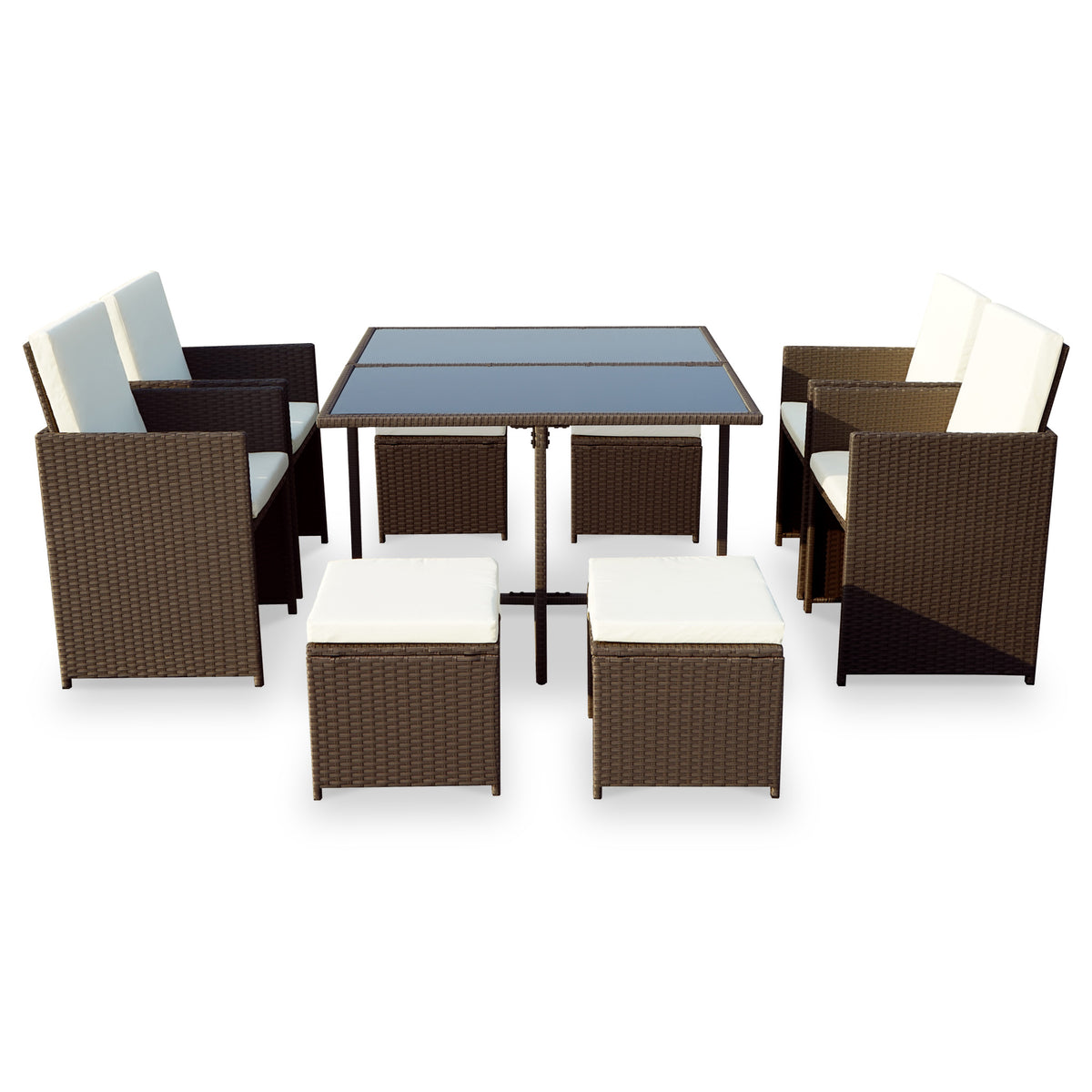 Cannes Brown 8 Seater Rattan Cube Dining Set