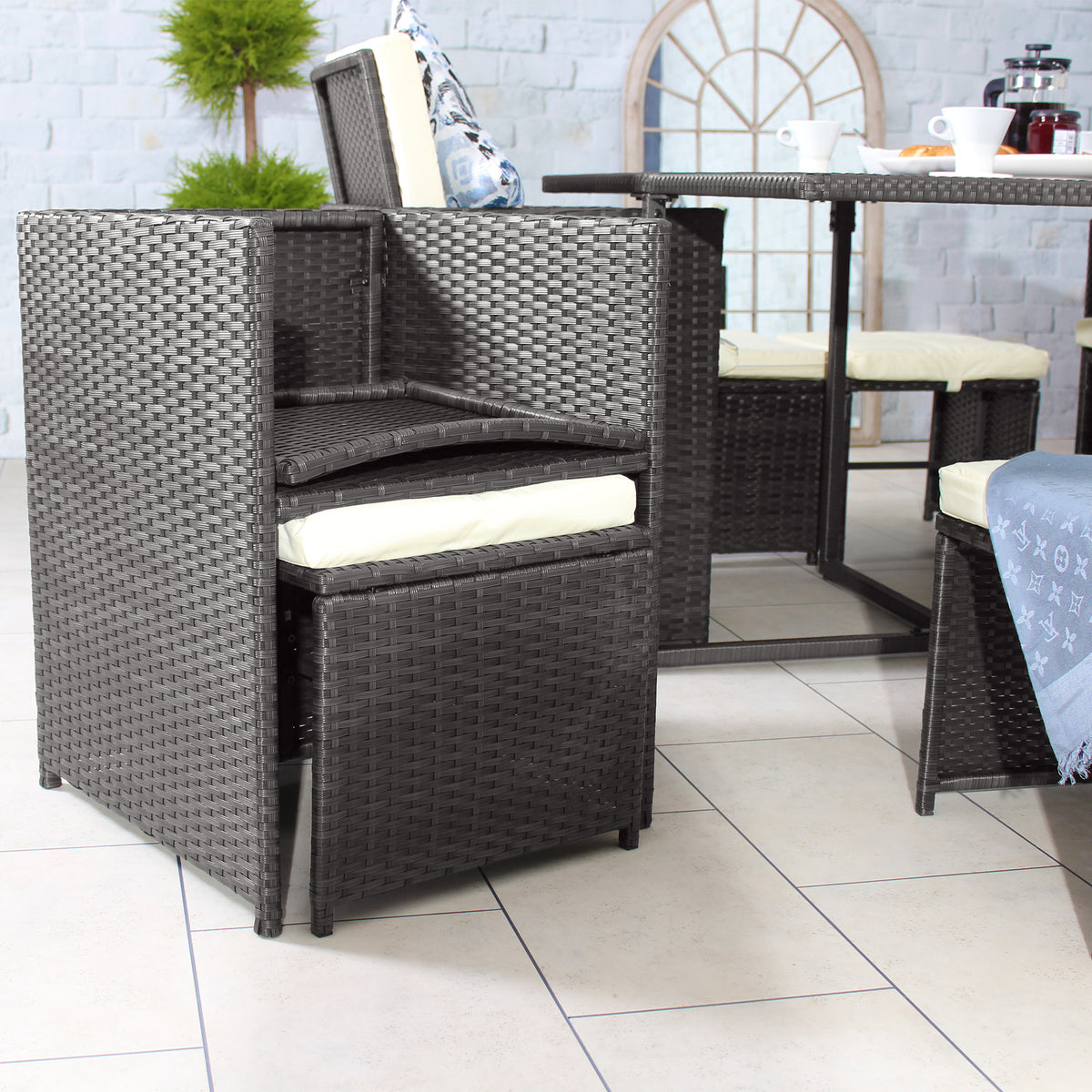 Cannes Grey 8 Seater Rattan Cube Dining Set