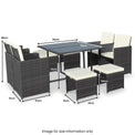 Cannes Grey 8 Seater Rattan Cube Dining Set dimensions