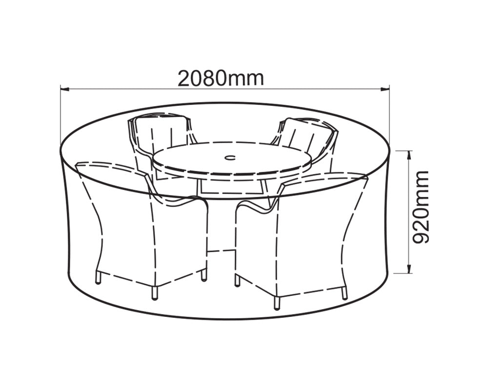 4 Seater Round Grey Outdoor Furniture Heavy Duty Cover
