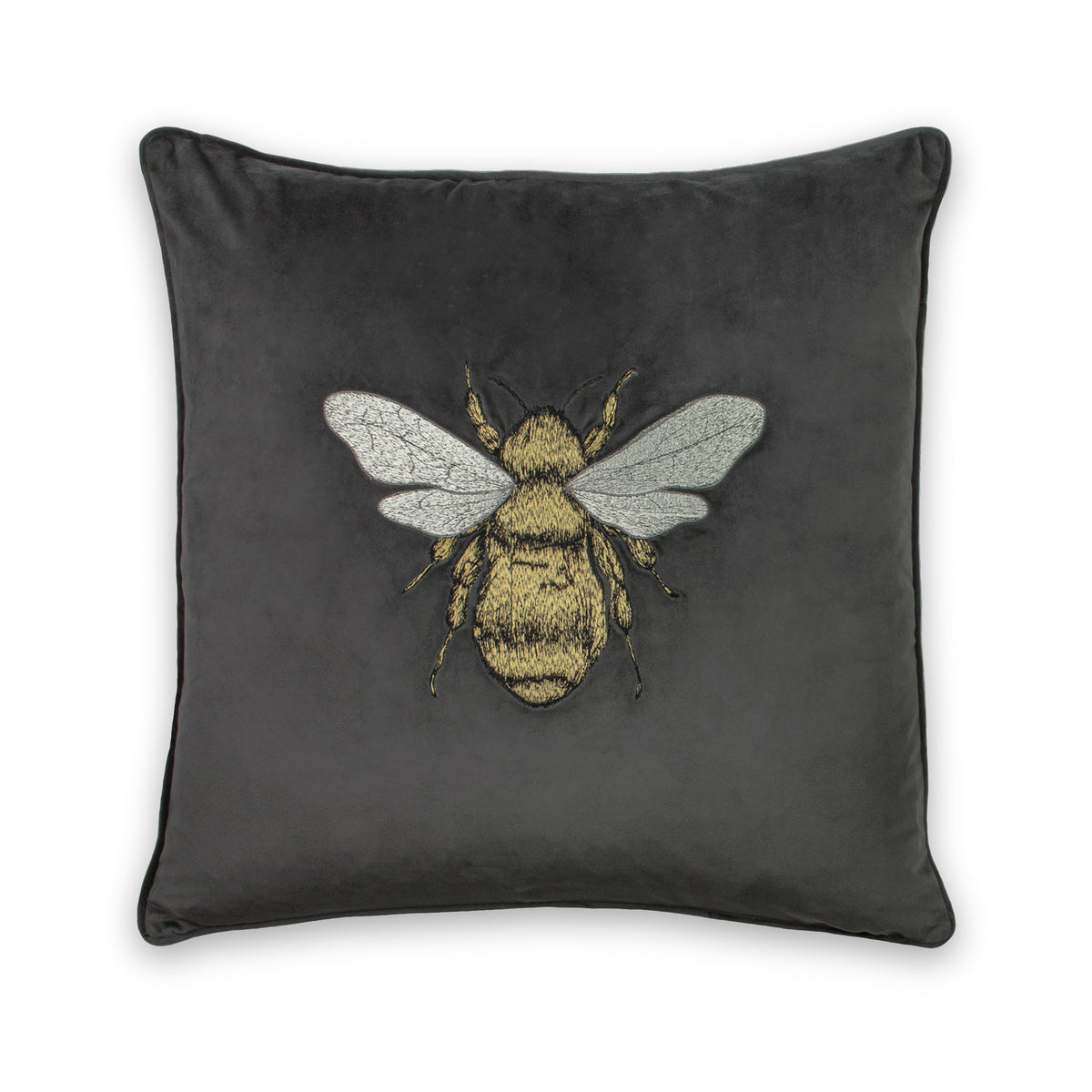 Claverton Polyester Cushion Silver | Charcoal