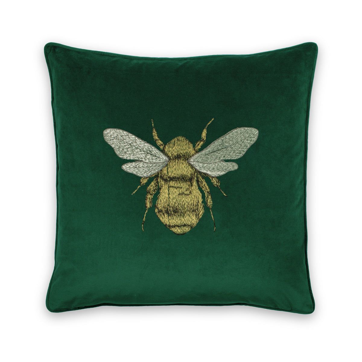 Claverton Polyester Cushion Silver | Emerald