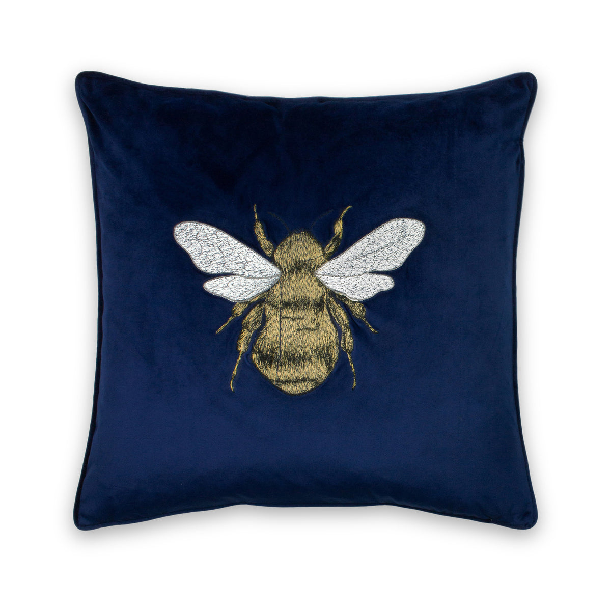 Claverton Polyester Cushion Silver | Navy