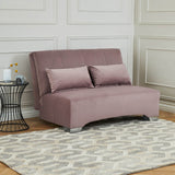 Cortez Dusky Pink Velvet Upholstered Pull Out Sofa Bed