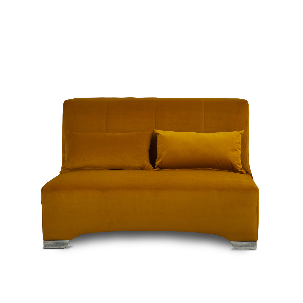 Cortez Mustard Velvet Upholstered Pull Out Sofa Bed from Roseland Furniture