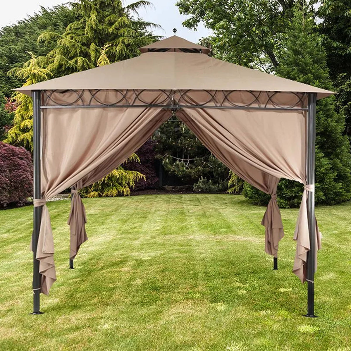 Dubai 3m Mocha Brown Luxury Garden Gazebo Lifestyle