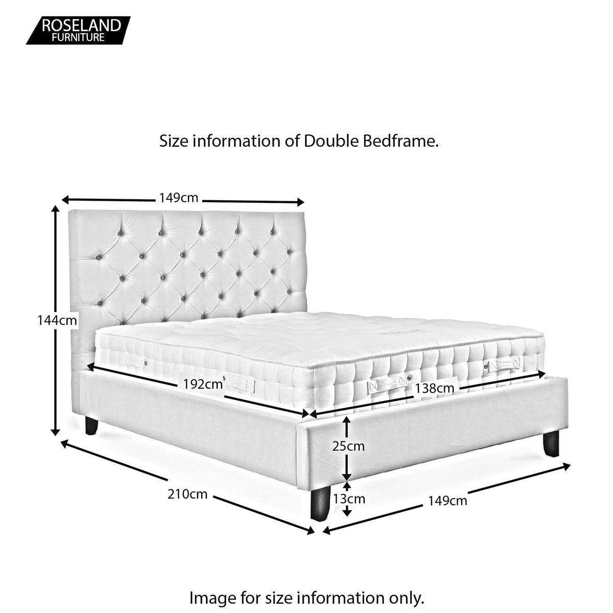 Finley Double Bed Frame - Size Guide