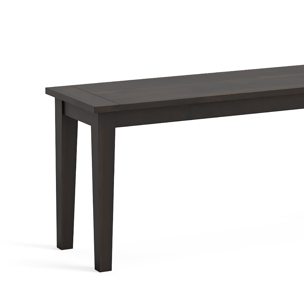 Elise Noir Black Acacia 120cm Dining Bench close up of wooden seat edge