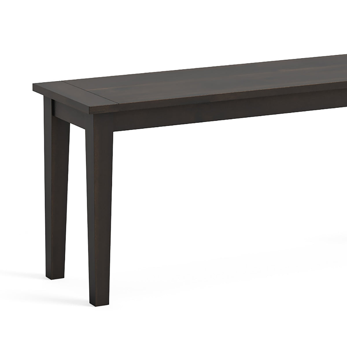 Elise Noir Black Acacia 90cm Dining Bench close up of seat edge