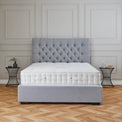 Ella Grey Upholstered Faux Wool Ottoman Storage Bed Frame with button tuft headboard