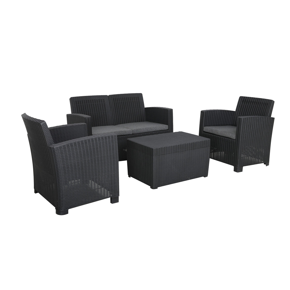 Faro Black 4 Seater storage garden lounge set