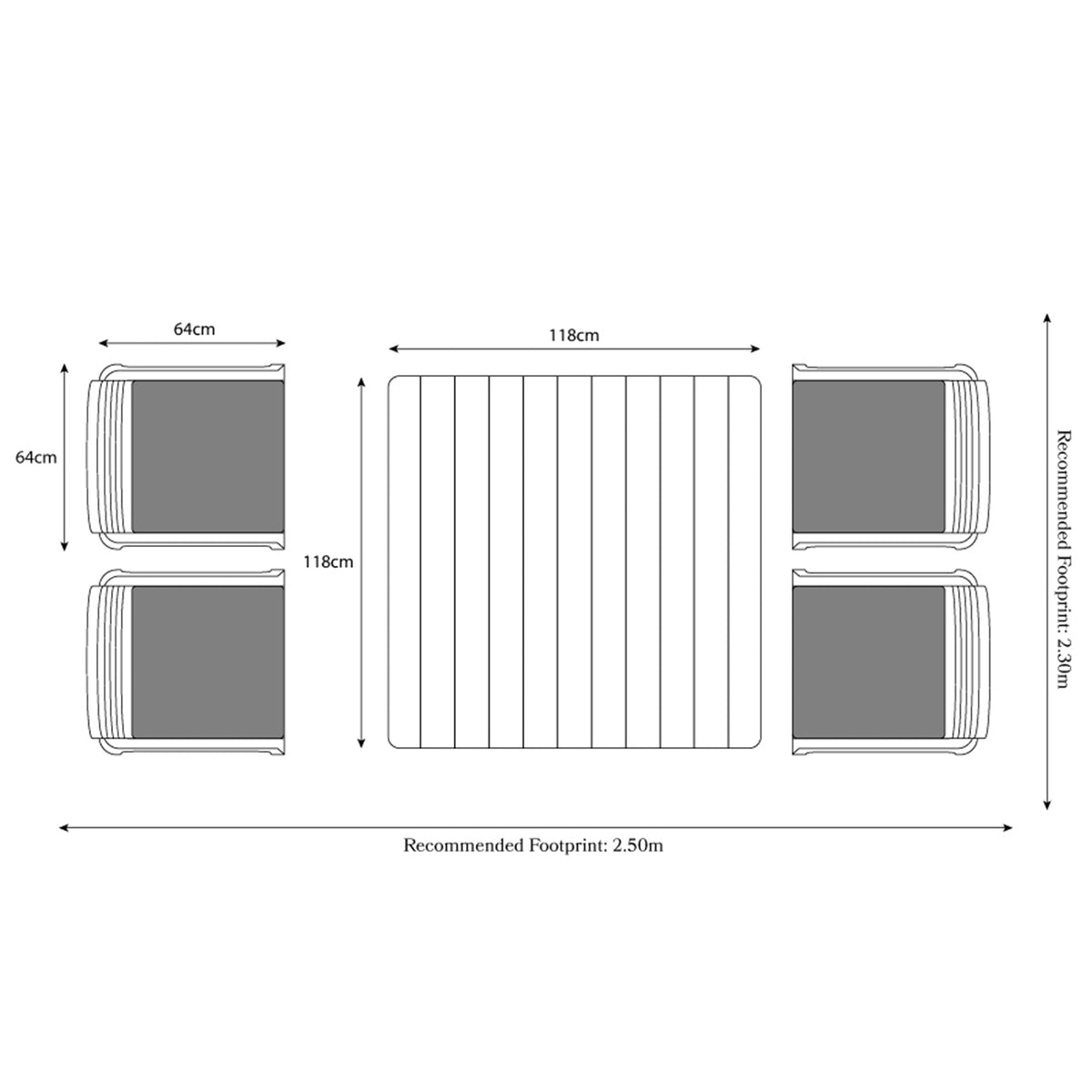 Faro 4 Seat Cube Dining Set Dimensions & Size Guides