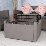 Faro Grey Taupe 4 Seater storage lounge set coffee storage table close up