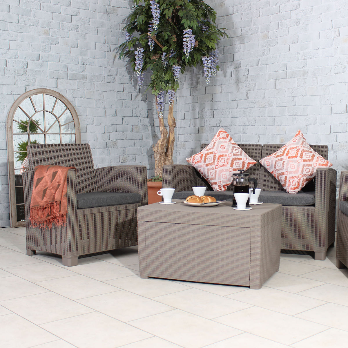 Faro grey taupe 4 Seater storage lounge set