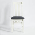 front view of The Padstow White Wooden Dining Chair with Padded Seat