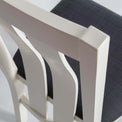 top view of the backrest on The Padstow White Wooden Dining Chair with Padded Seat