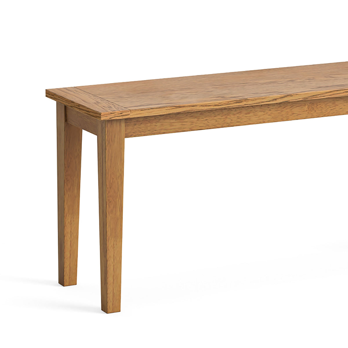 Fran Oak 120cm Large Dining Bench close up of the wooden seat