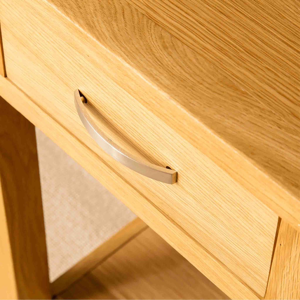 Closed drawer on the London Oak Telephone Table by Roseland Furniture