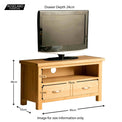The London Oak 90cm TV Stand - size guide