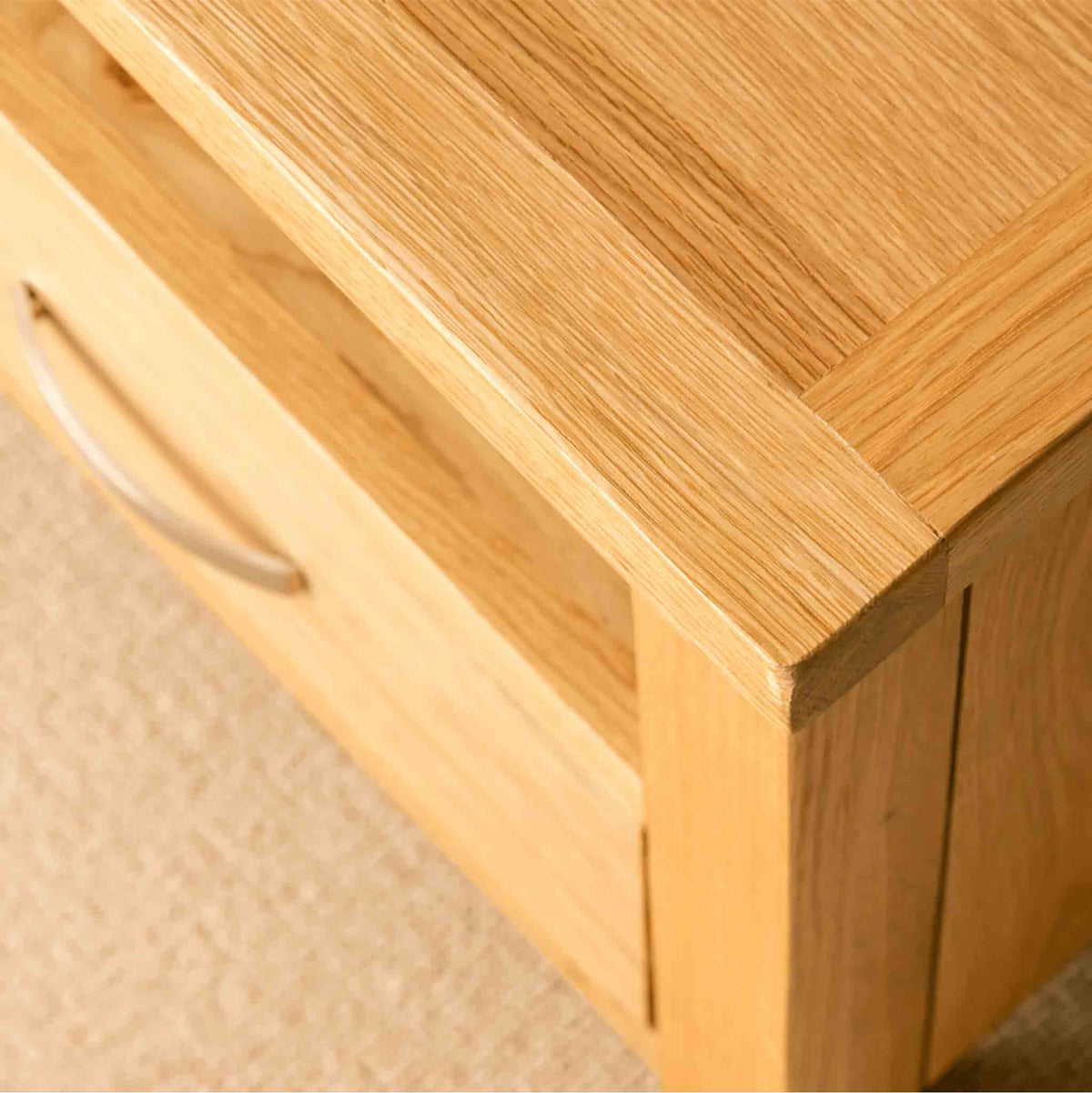 View of the top surface of a London Oak 90cm TV Stand