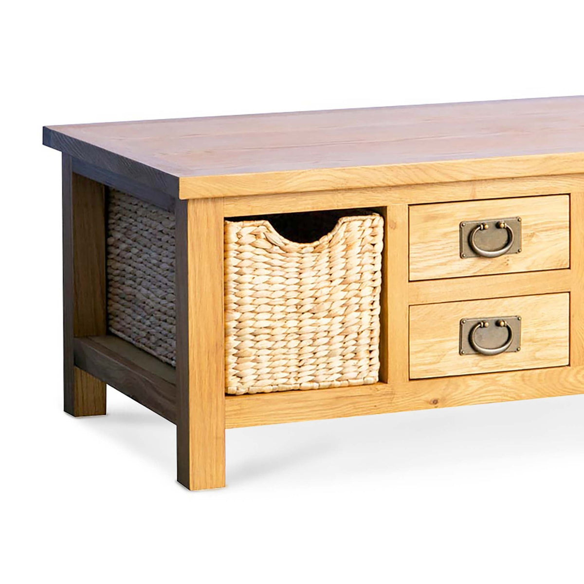 Surrey Oak Coffee Table with Baskets