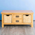 Surrey Oak Coffee Table with Baskets - Lifestyle