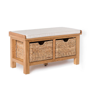 Surrey Oak Hall Bench with Baskets