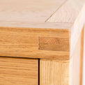 Abbey Light Oak Mini Sideboard - Close up of tenon joint on the corners of sideboard