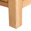 Abbey Light Oak Mini Sideboard - Close up of leg of sideboard