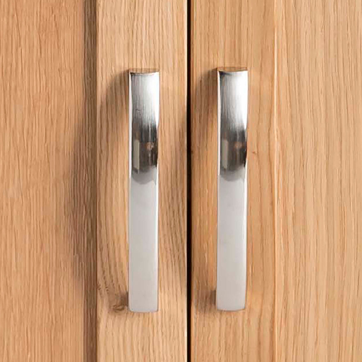 Abbey Light Oak Mini Sideboard - Close up of cupboard handles