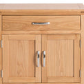 Abbey Light Oak Mini Sideboard - Close up of front of drawer and cupboard doors