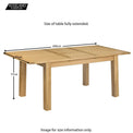 Hampshire Oak Small Extending Table - Size Guide of  Fully Open Table