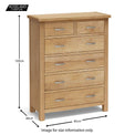 Light London oak 2 over 4 chest of drawers - size guide