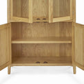 Alba Oak Display Cabinet - Close up of bottom storage cupboard with internal shelf