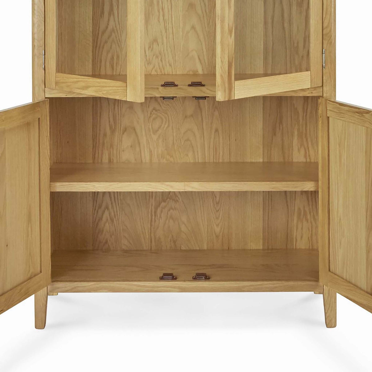 Alba Oak Display Cabinet - Close up of bottom storage cupboard with internal shelf