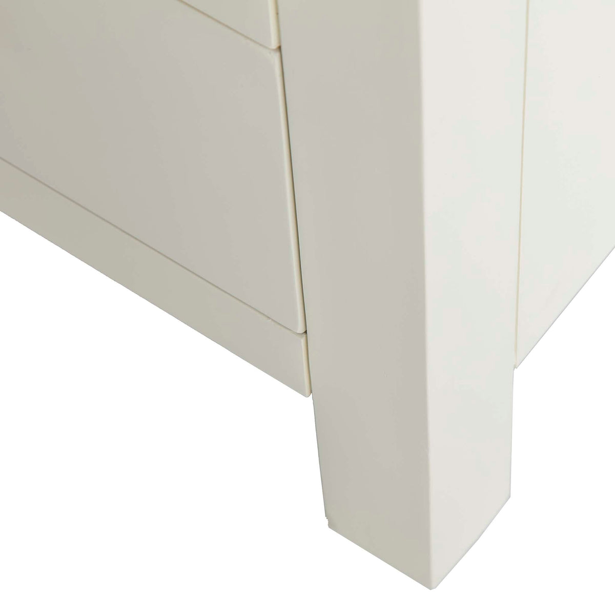 Farrow Cream 5 Drawer Tallboy Chest unit - Close up of Foot of Tallboy