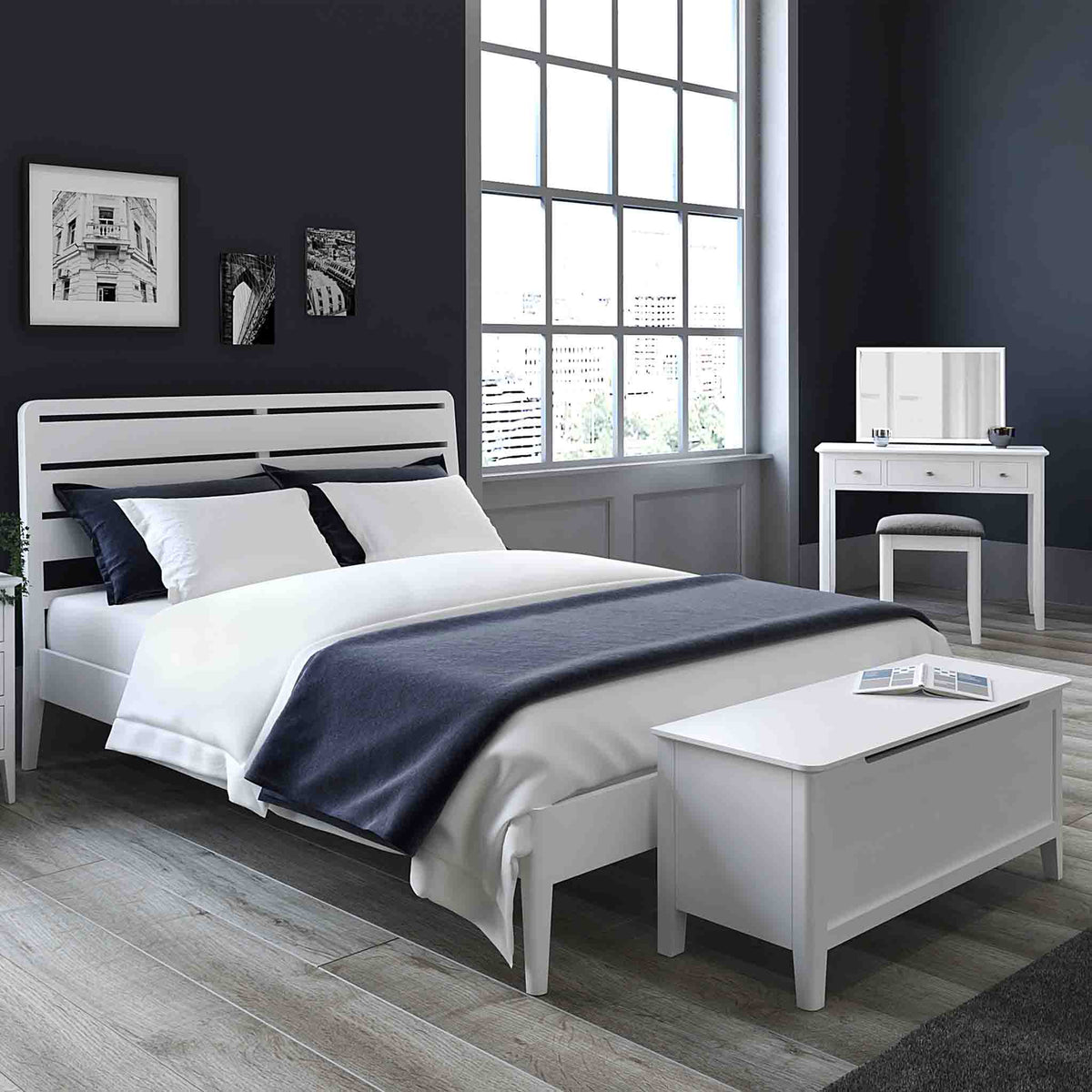 Chest White Painted Bed Frame lifestyle bedroom image
