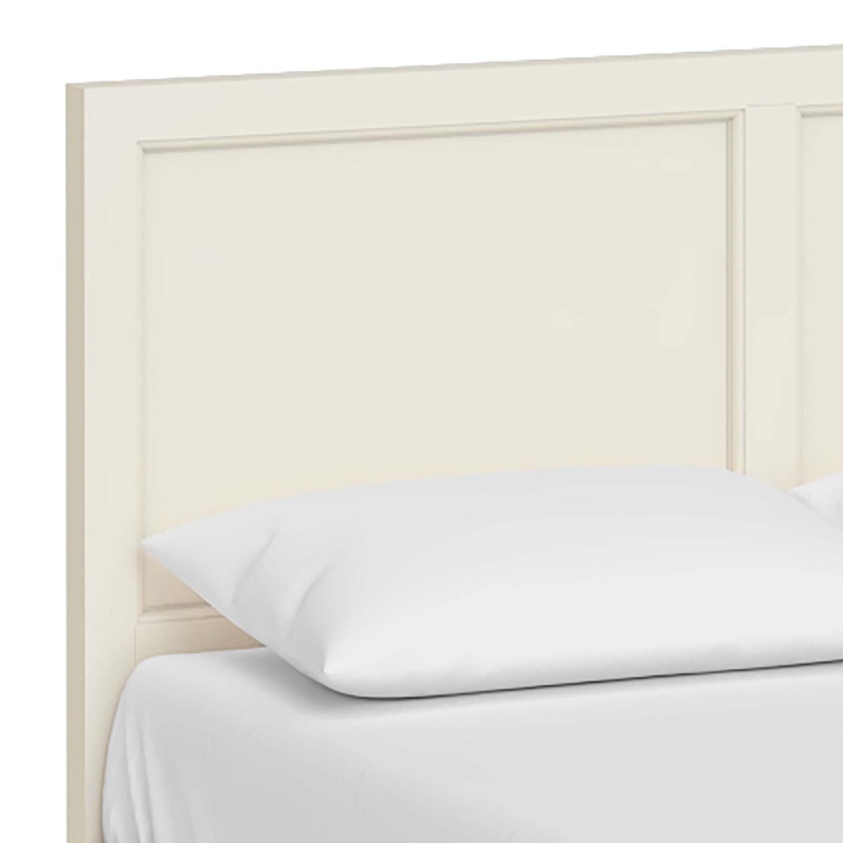 The Muslanne Cream 4'6" Double Bed Frame - Close Up of Bedhead