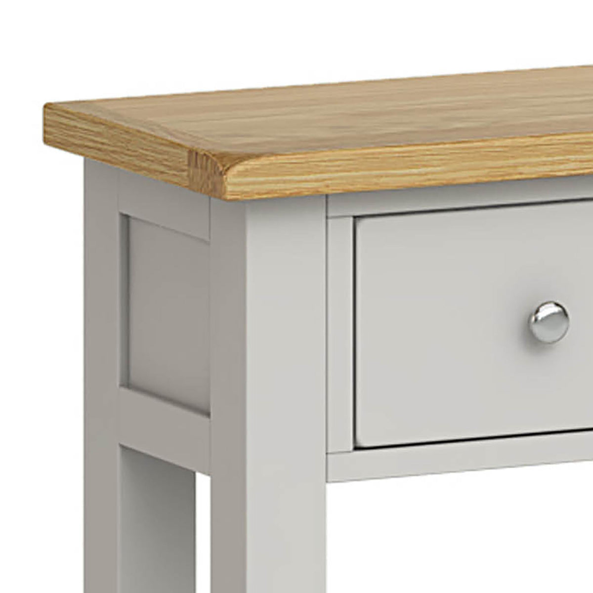 Lundy Grey Console Table - Close Up of Corner