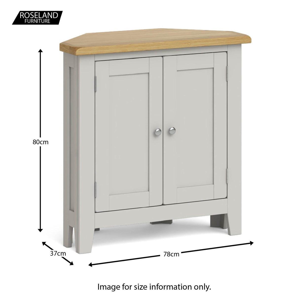 Lundy Grey Small Corner Cabinet - Size guide