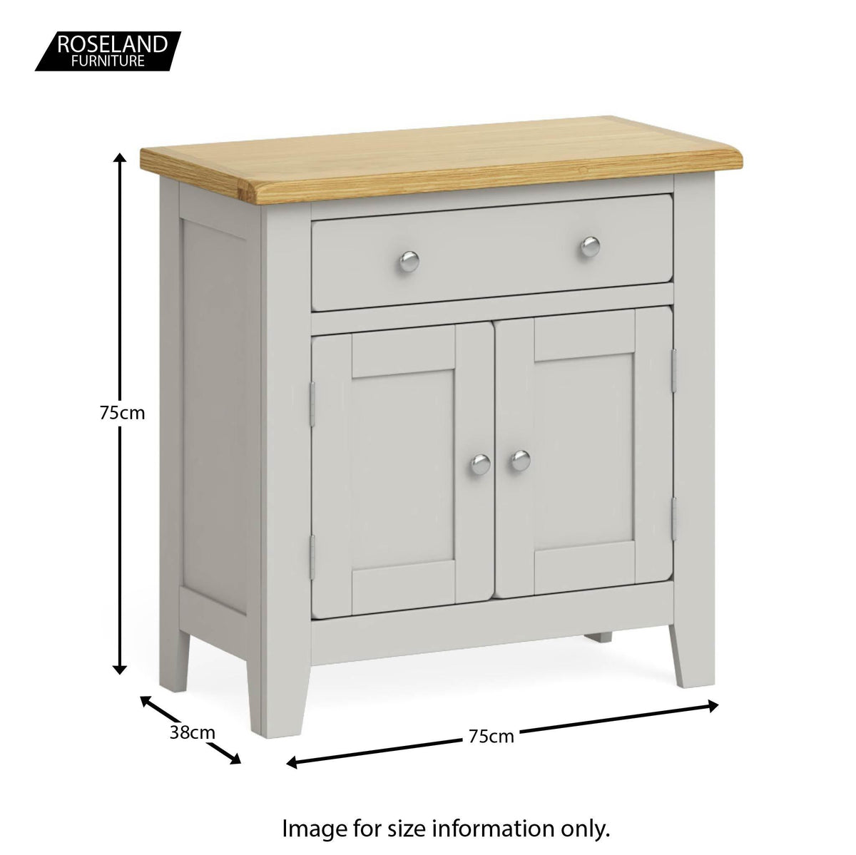 Lundy Grey Mini Sideboard - Size guide