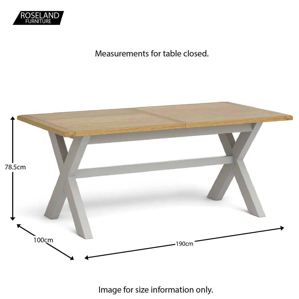 Lundy Grey Extending Dining Table - Closed Size guide