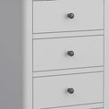 close up of gunmetal handles on the Elgin Grey Tallboy Chest of Drawers