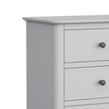 close up of sleek tabletop on the Elgin Grey Tallboy Chest of Drawers
