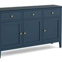 close up of the gold handles on the Stirling Blue Large Sideboard Cabinet