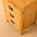 Lanner Oak Bedside Table drawers closed top view