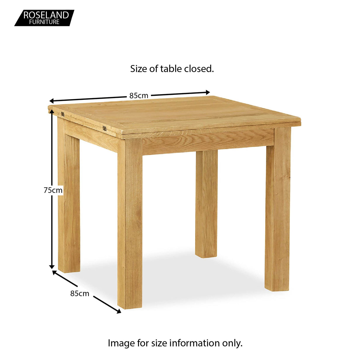 Lanner Oak Square Extending Table - Size Guide of table closed